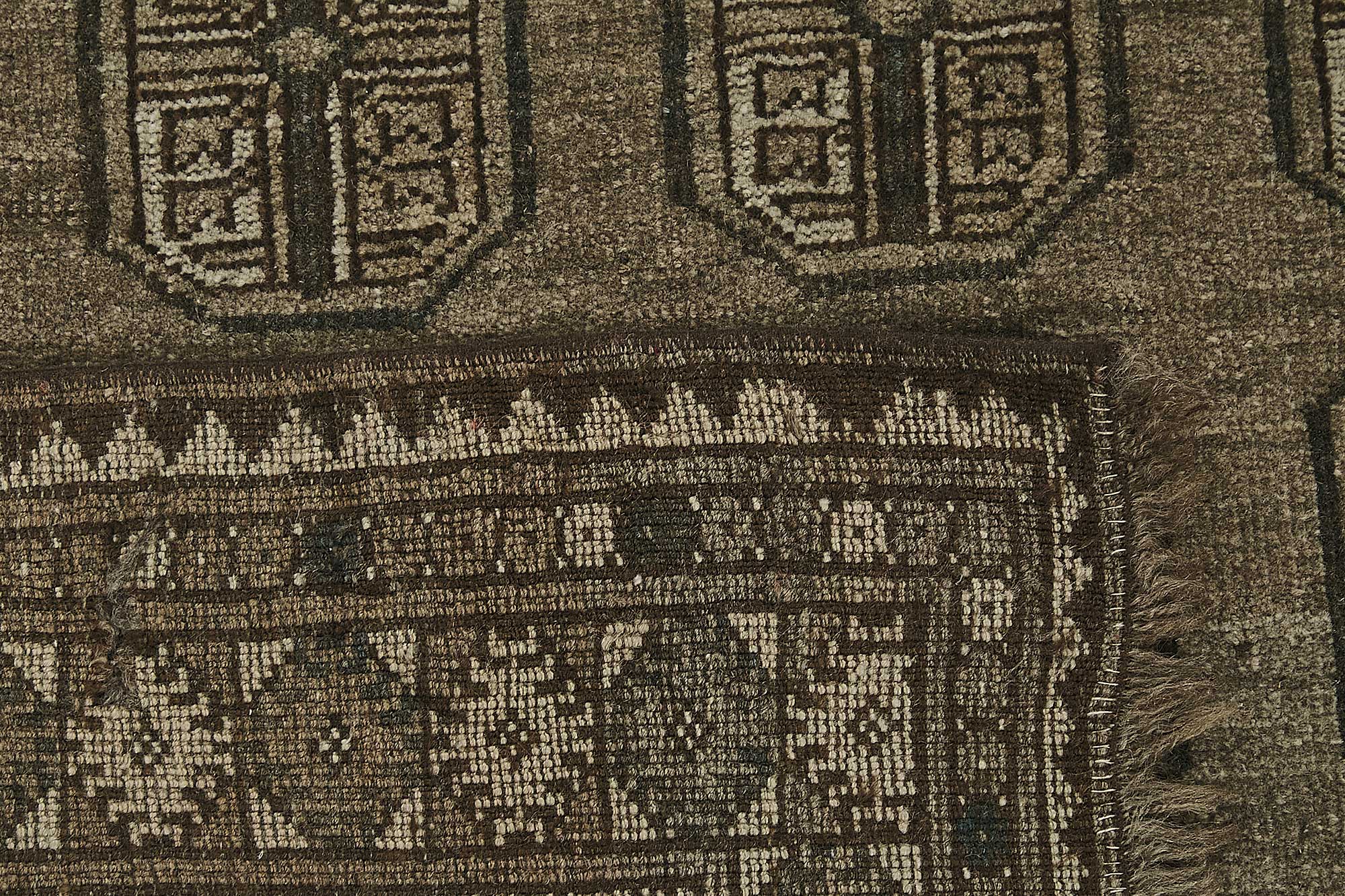 3x4 Antique Afghan Ensari Rug - Muted Charcoal & Taupe - 50121