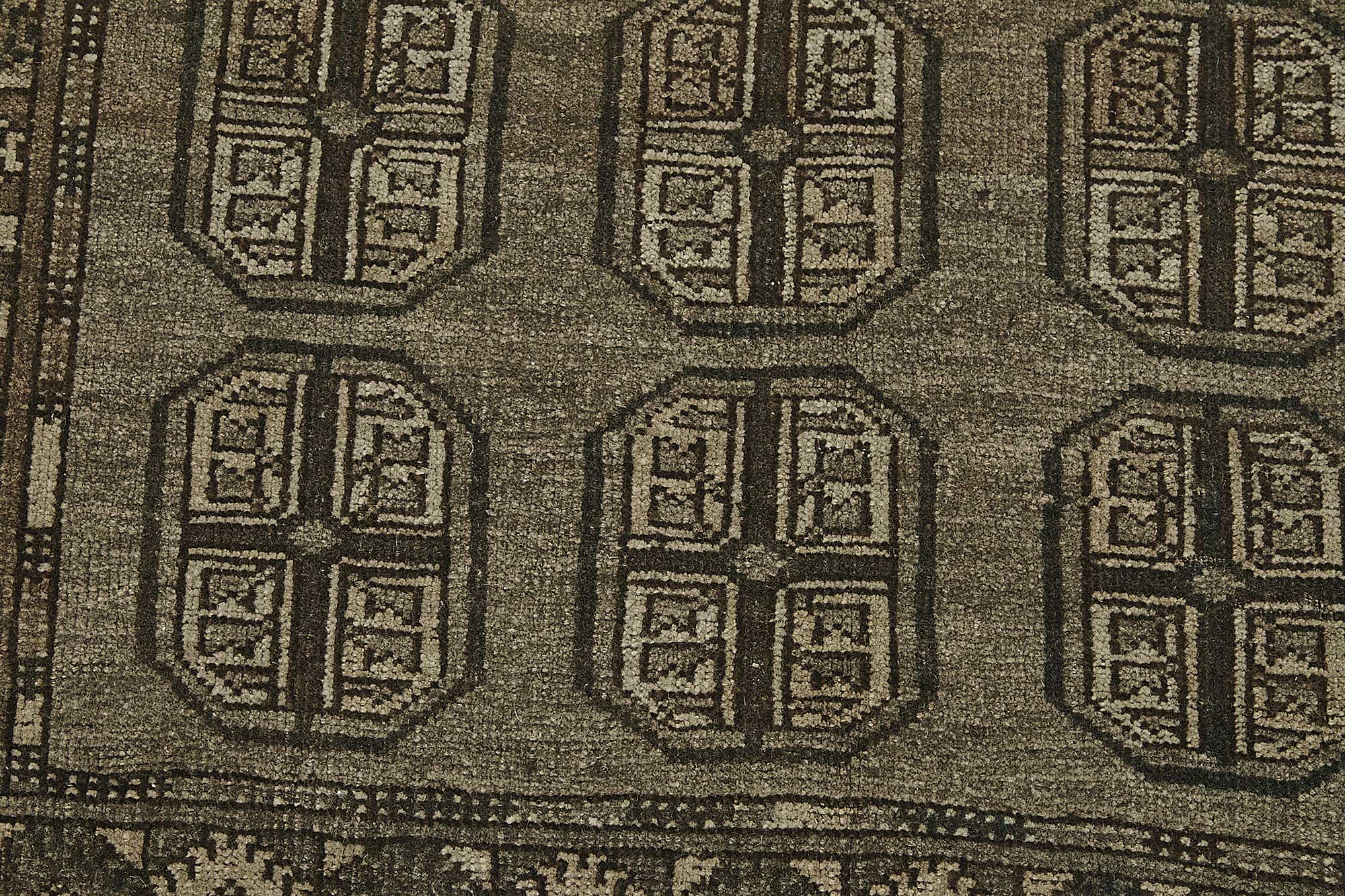 3x4 Antique Afghan Ensari Rug - Muted Charcoal & Taupe - 50121