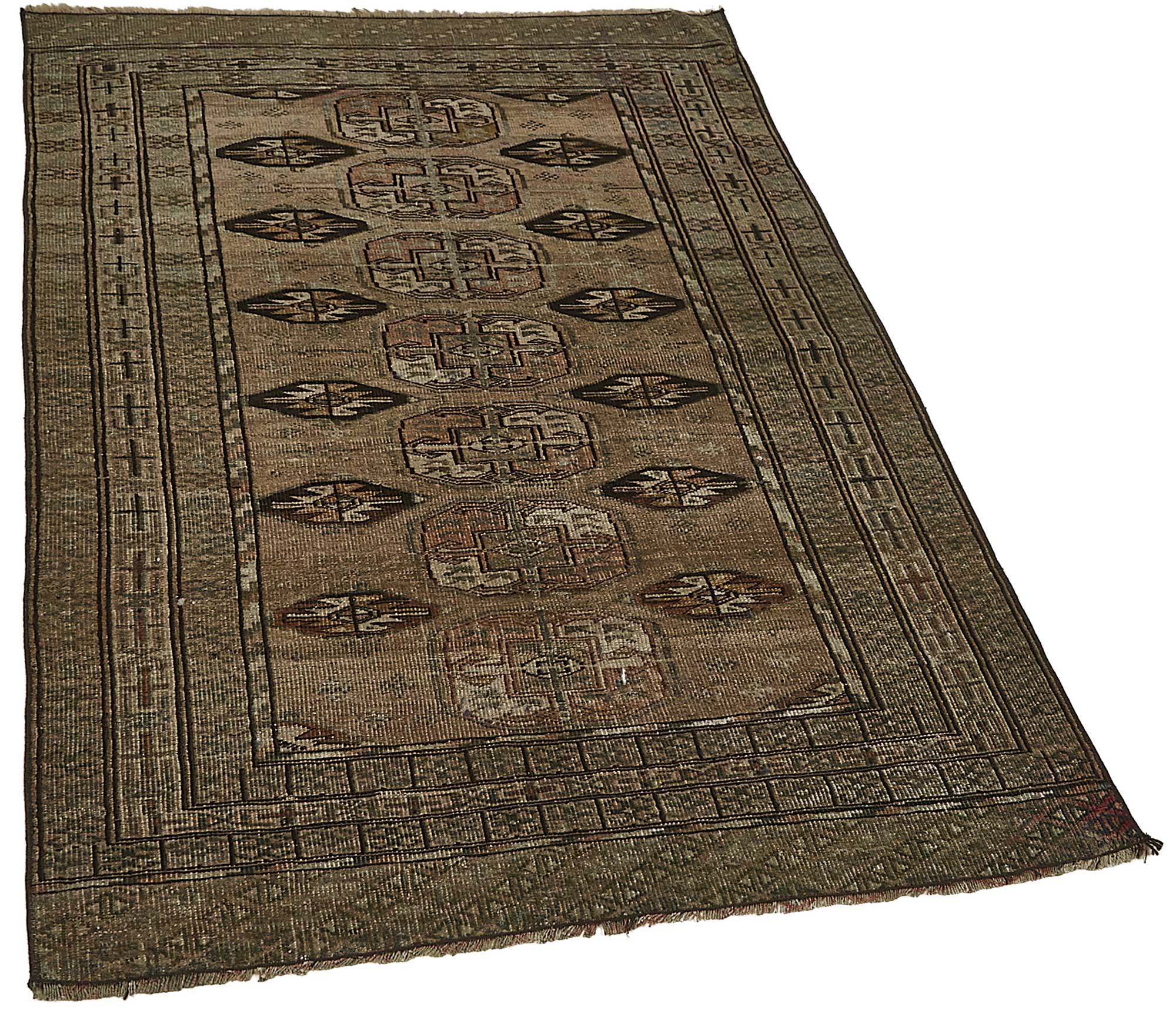 3x4 Beige Antique Ensari Turkmen Rug - 50122