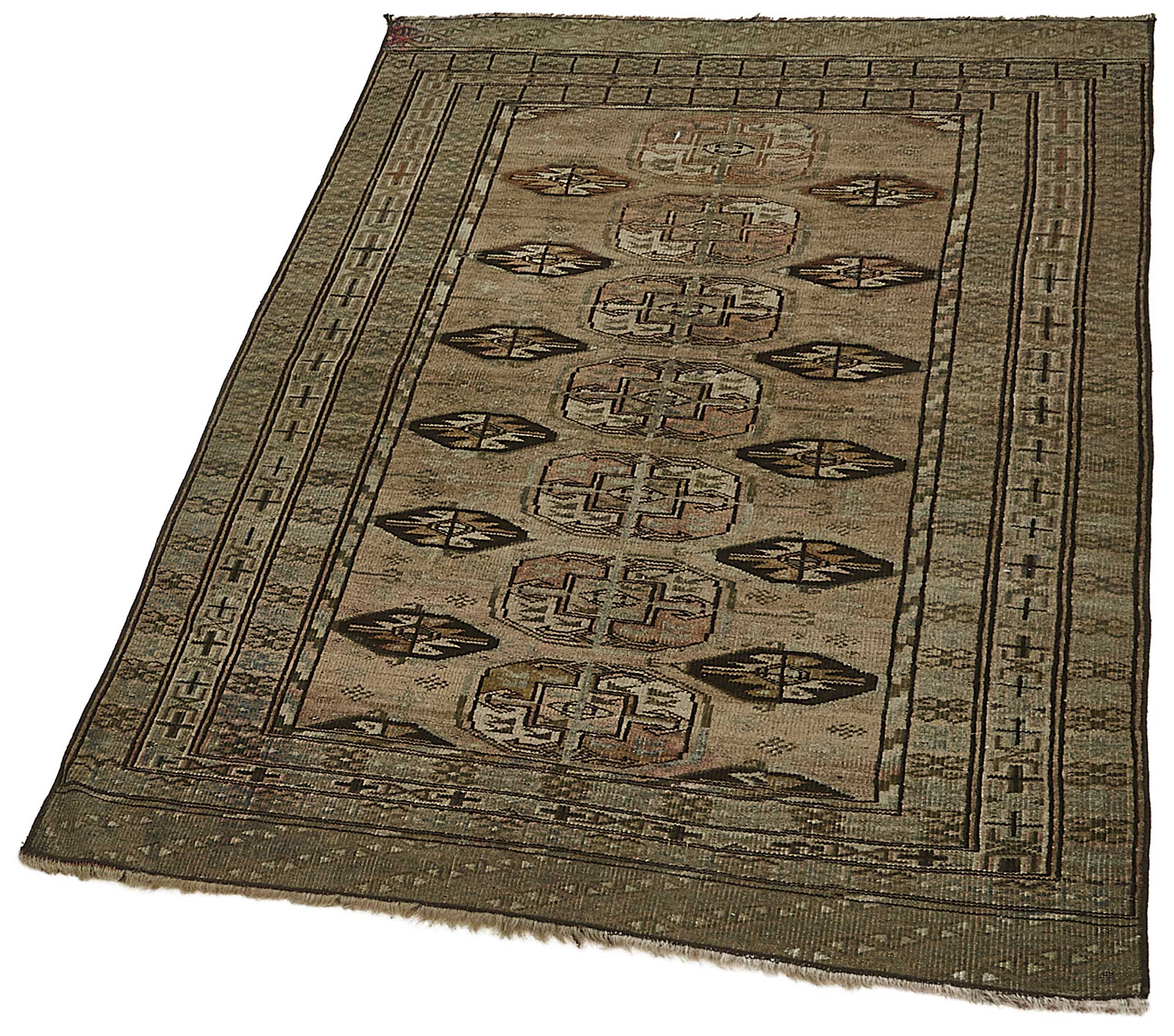 3x4 Beige Antique Ensari Turkmen Rug - 50122