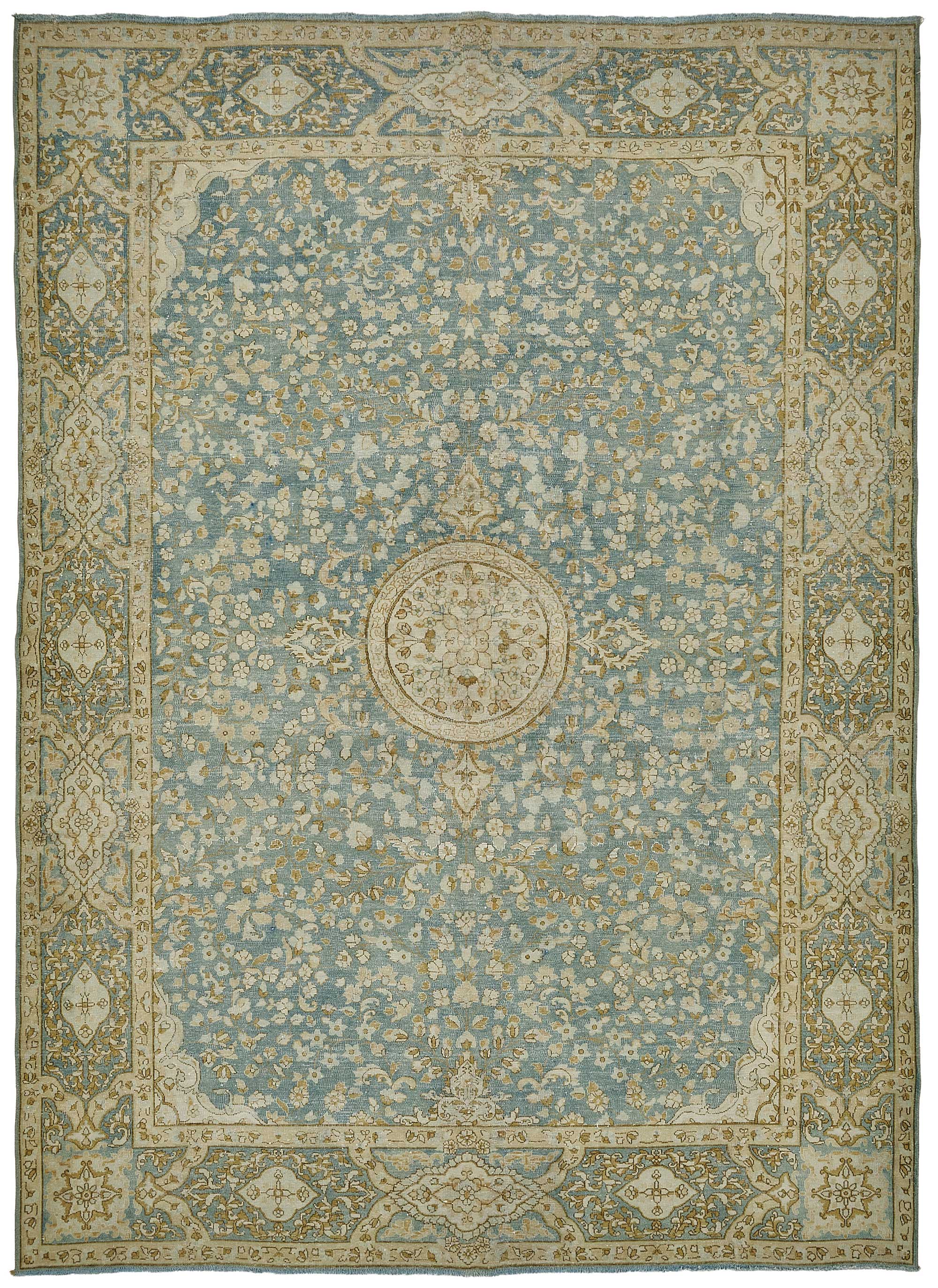 7x10 Beige Antique Persian Tabriz Rug - 50126