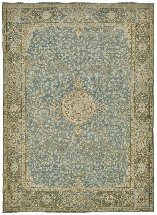 7x10 Beige Antique Persian Tabriz Rug - 50126