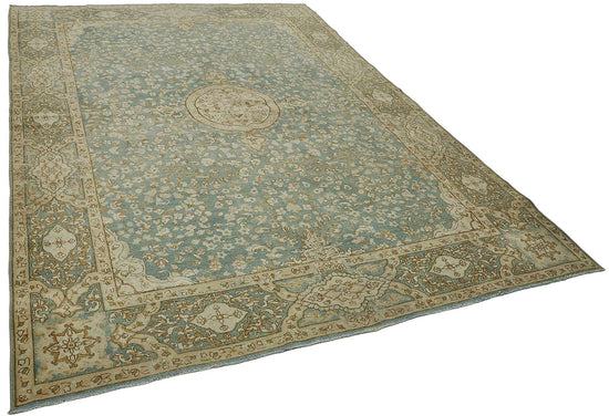 7x10 Beige Antique Persian Tabriz Rug - 50126
