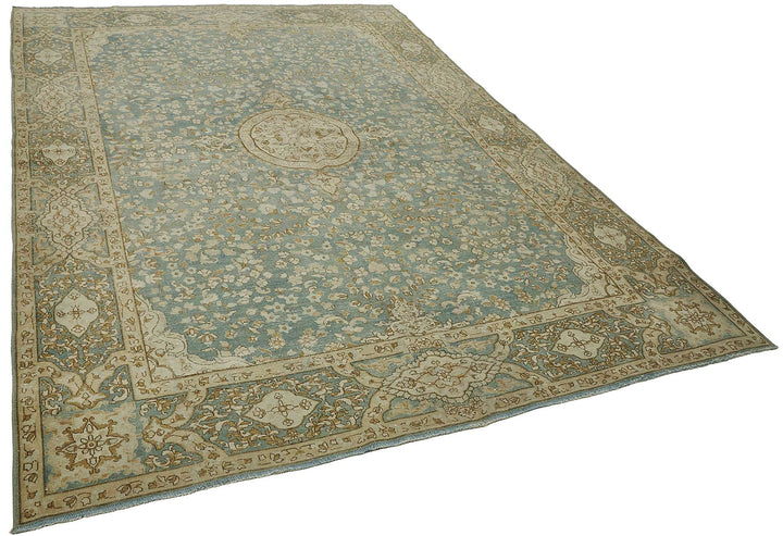 7x10 Beige Antique Persian Tabriz Rug - 50126