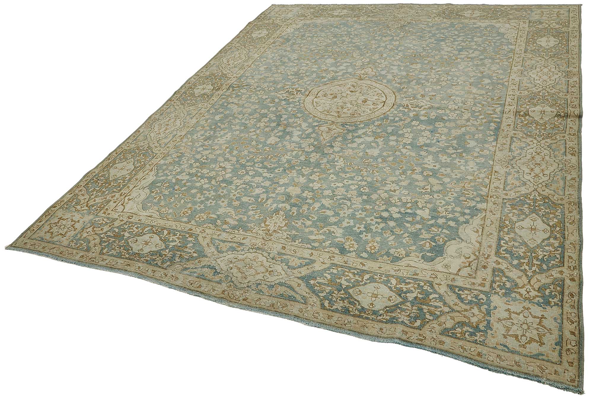 7x10 Beige Antique Persian Tabriz Rug - 50126