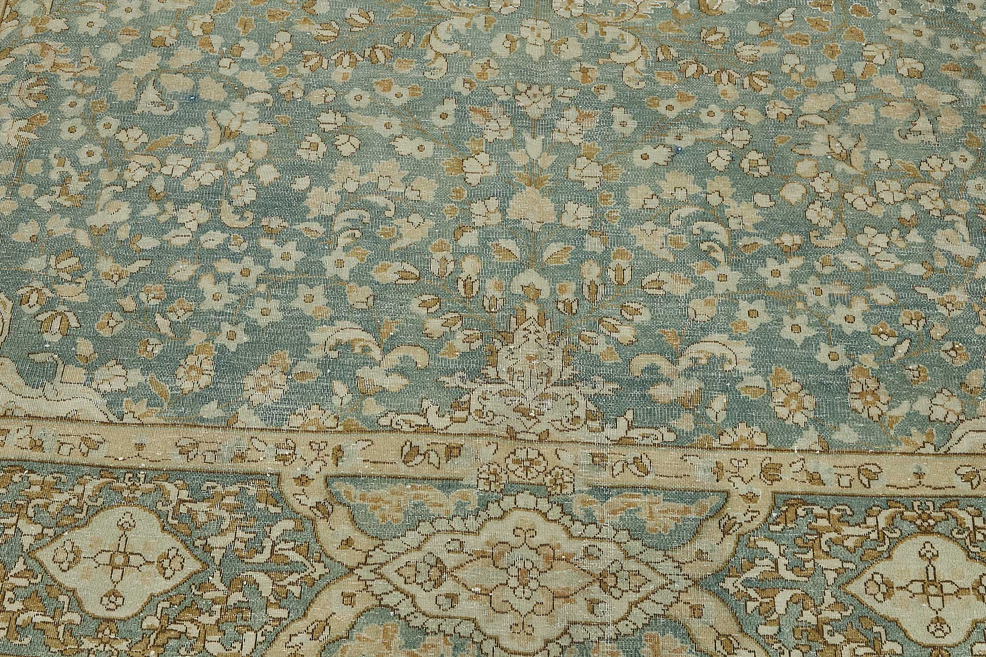 7x10 Beige Antique Persian Tabriz Rug - 50126