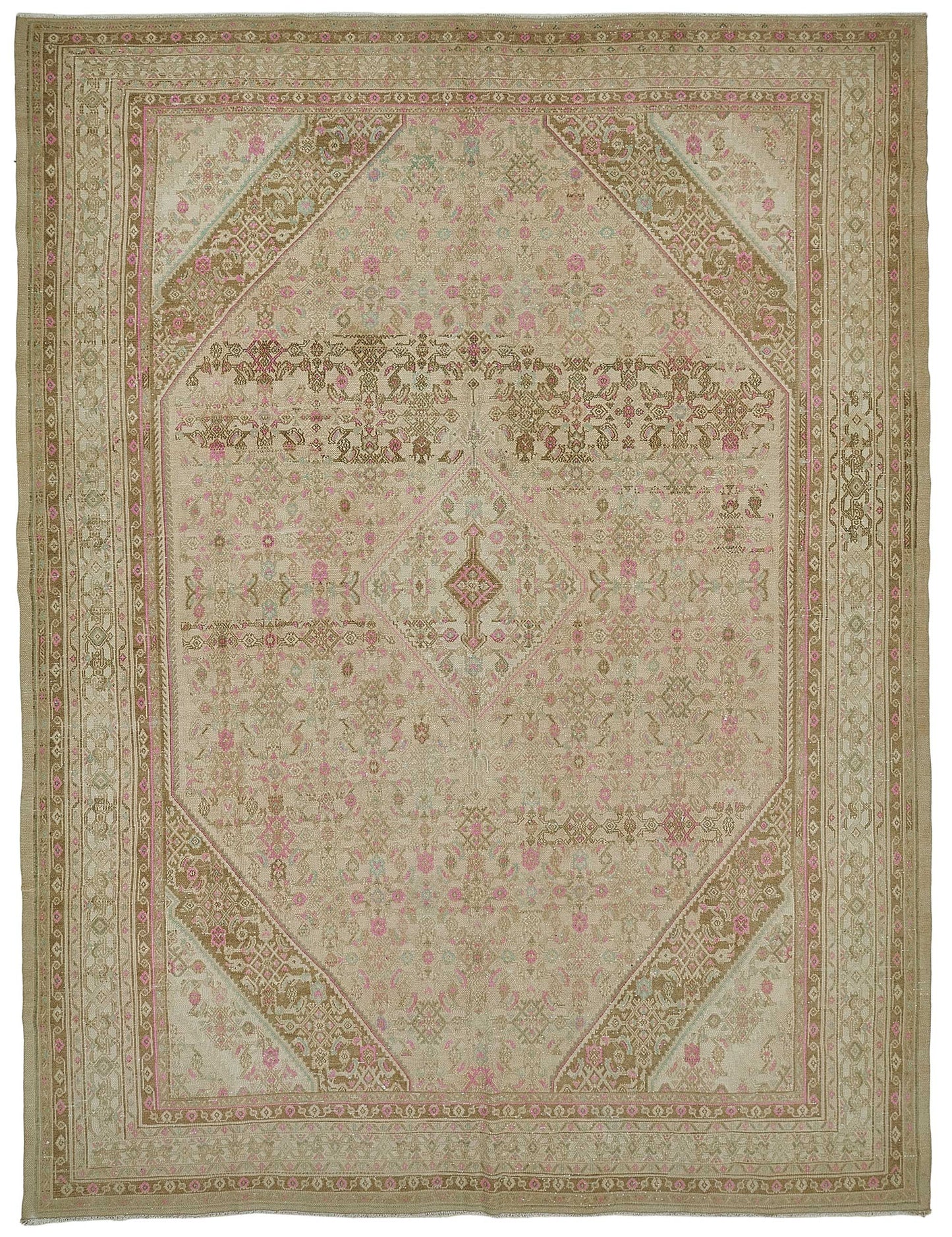 10x13 Beige Antique Persian Tabriz Rug - 50127