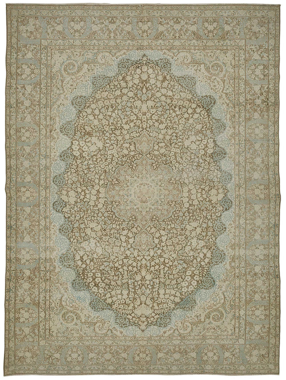 8x10 Beige Antique Persian Kerman Rug - 50129