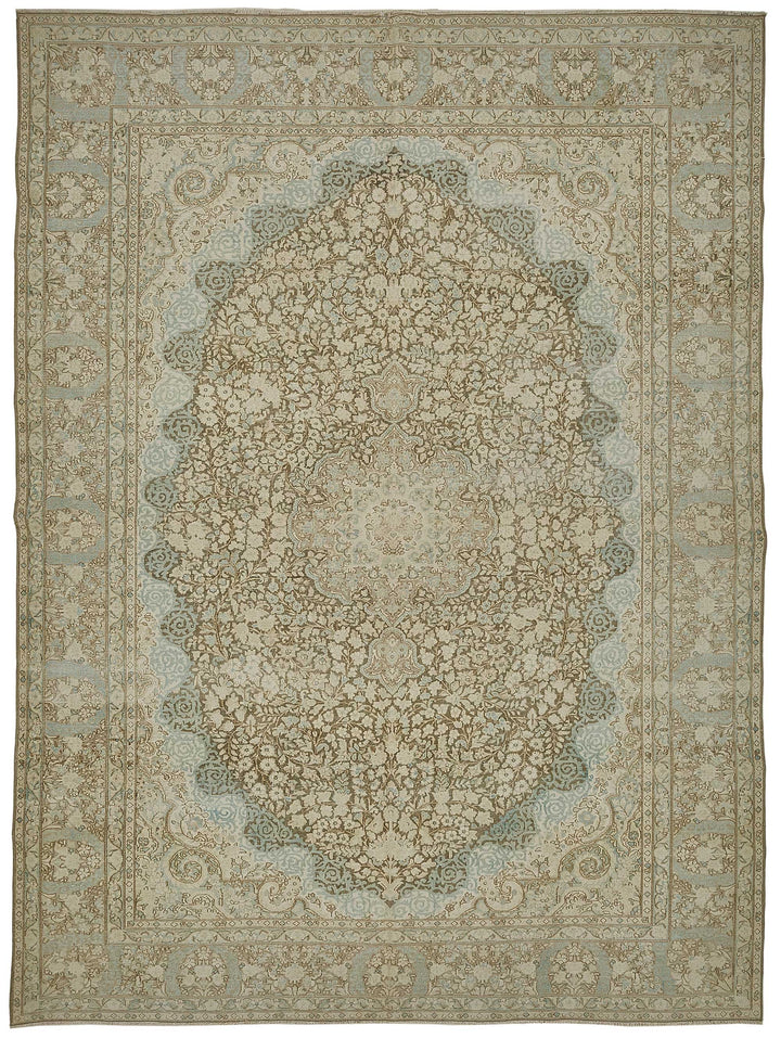8x10 Beige Antique Persian Kerman Rug - 50129
