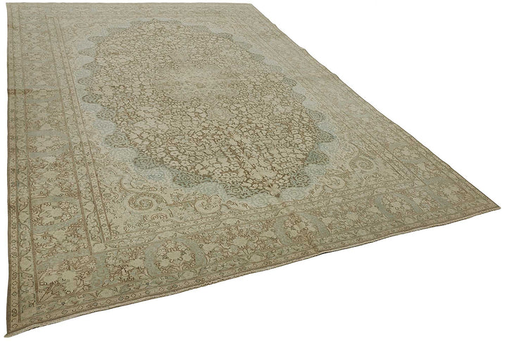 8x10 Beige Antique Persian Kerman Rug - 50129