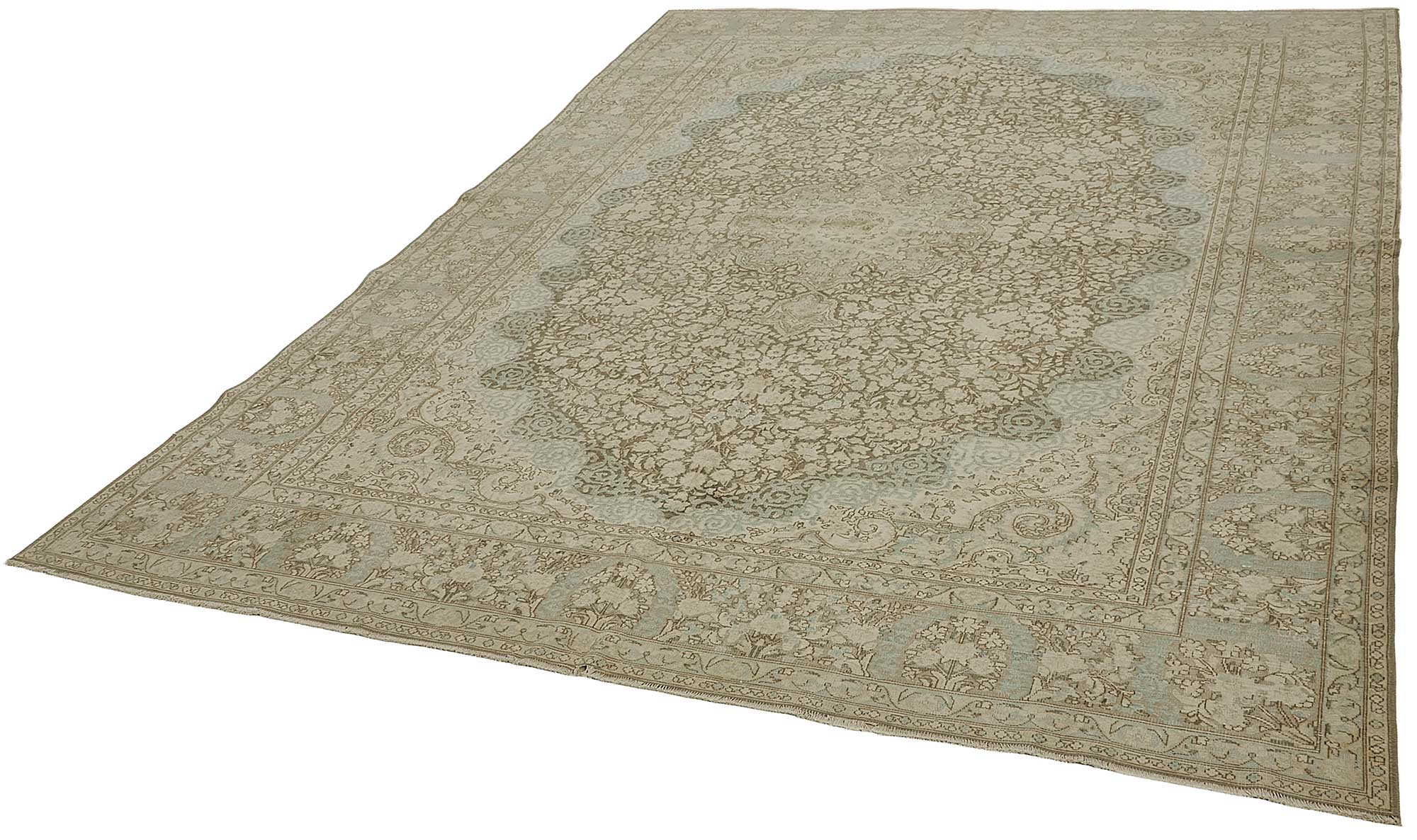 8x10 Beige Antique Persian Kerman Rug - 50129
