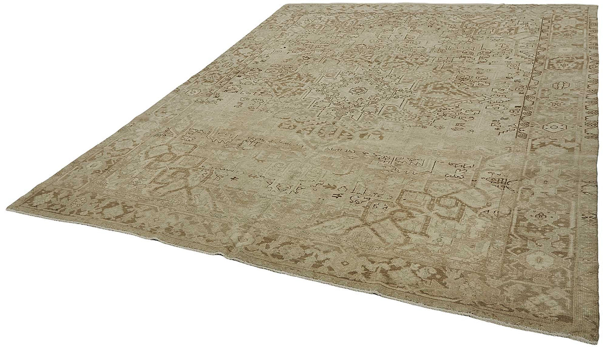 9x12 Beige Antique Persian Heriz Rug - 50130