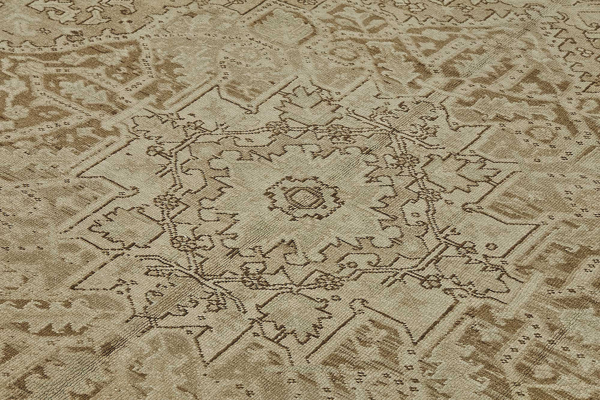 9x12 Beige Antique Persian Heriz Rug - 50130