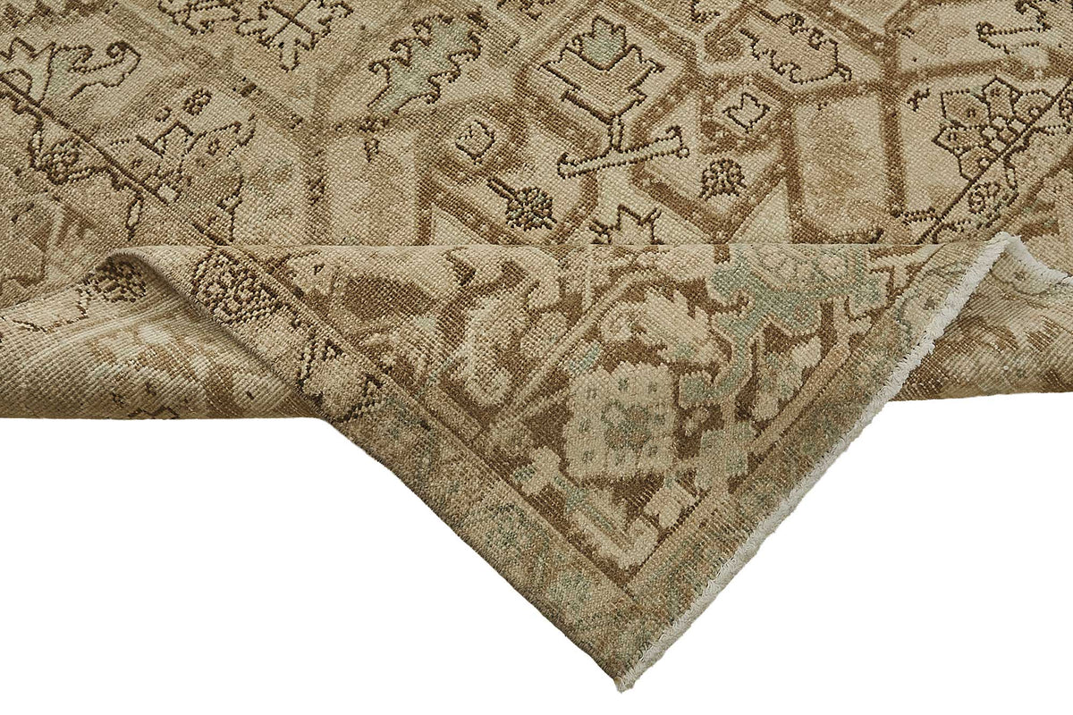 9x12 Beige Antique Persian Heriz Rug - 50130