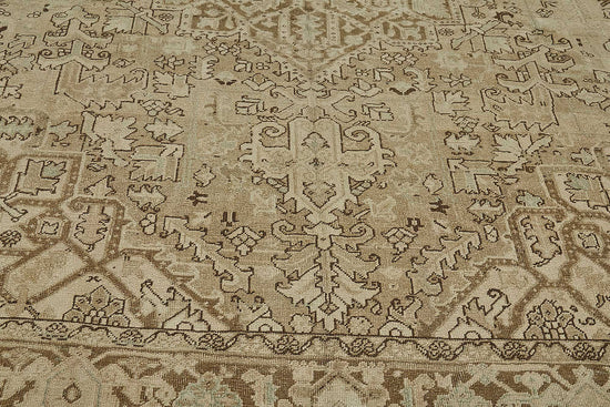 9x12 Beige Antique Persian Heriz Rug - 50130