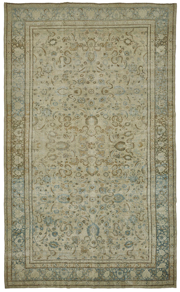 9x16 Beige Antique Persian Tabriz Rug - 50131