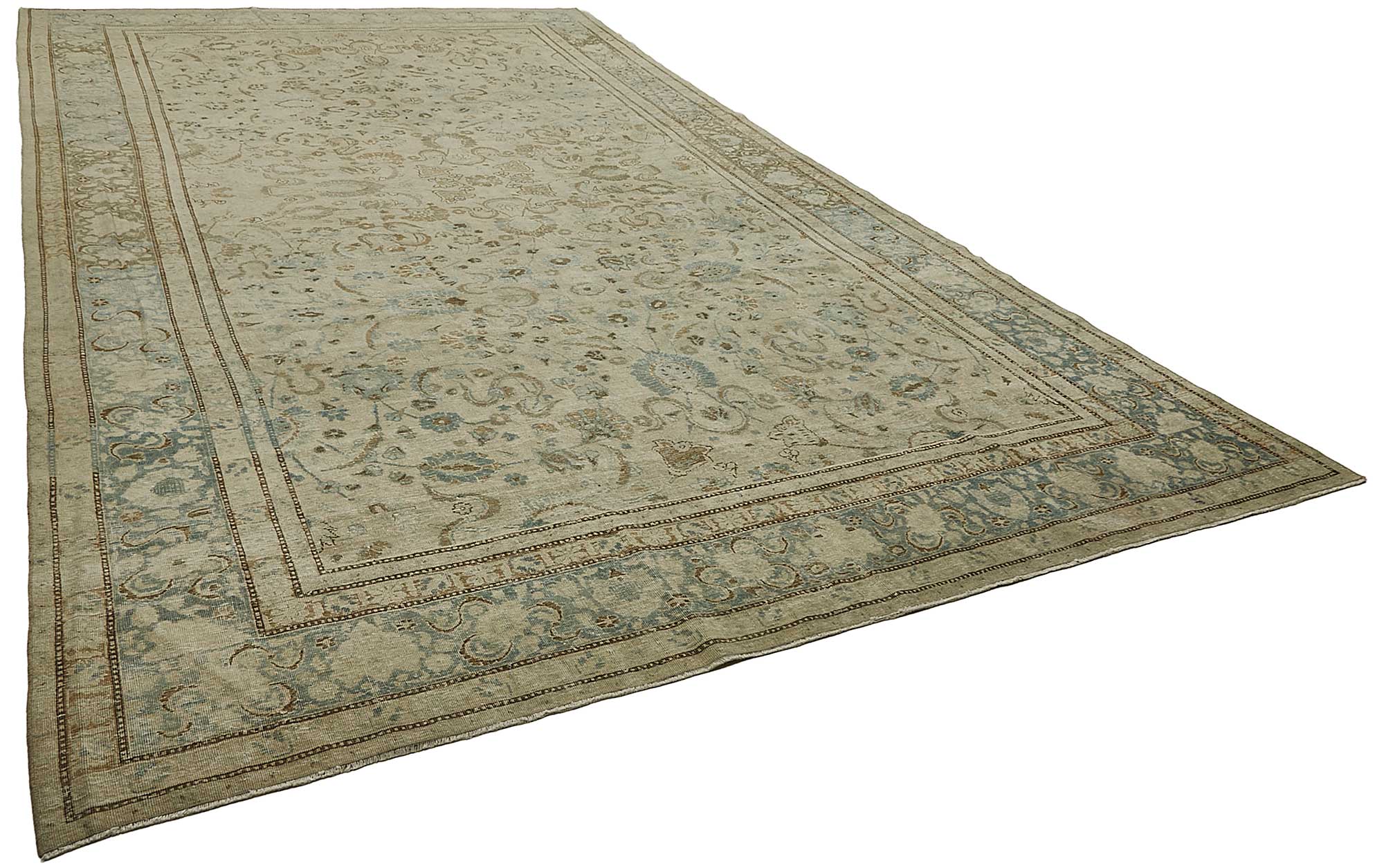9x16 Beige Antique Persian Tabriz Rug - 50131
