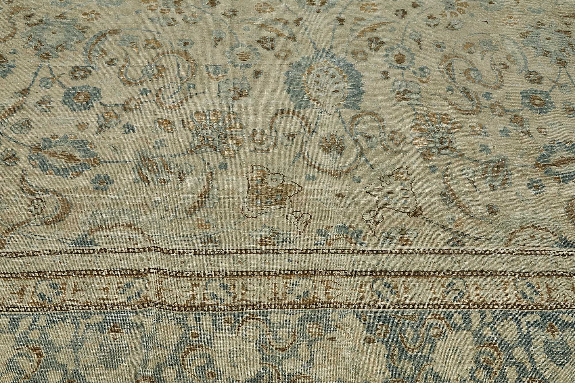 9x16 Beige Antique Persian Tabriz Rug - 50131