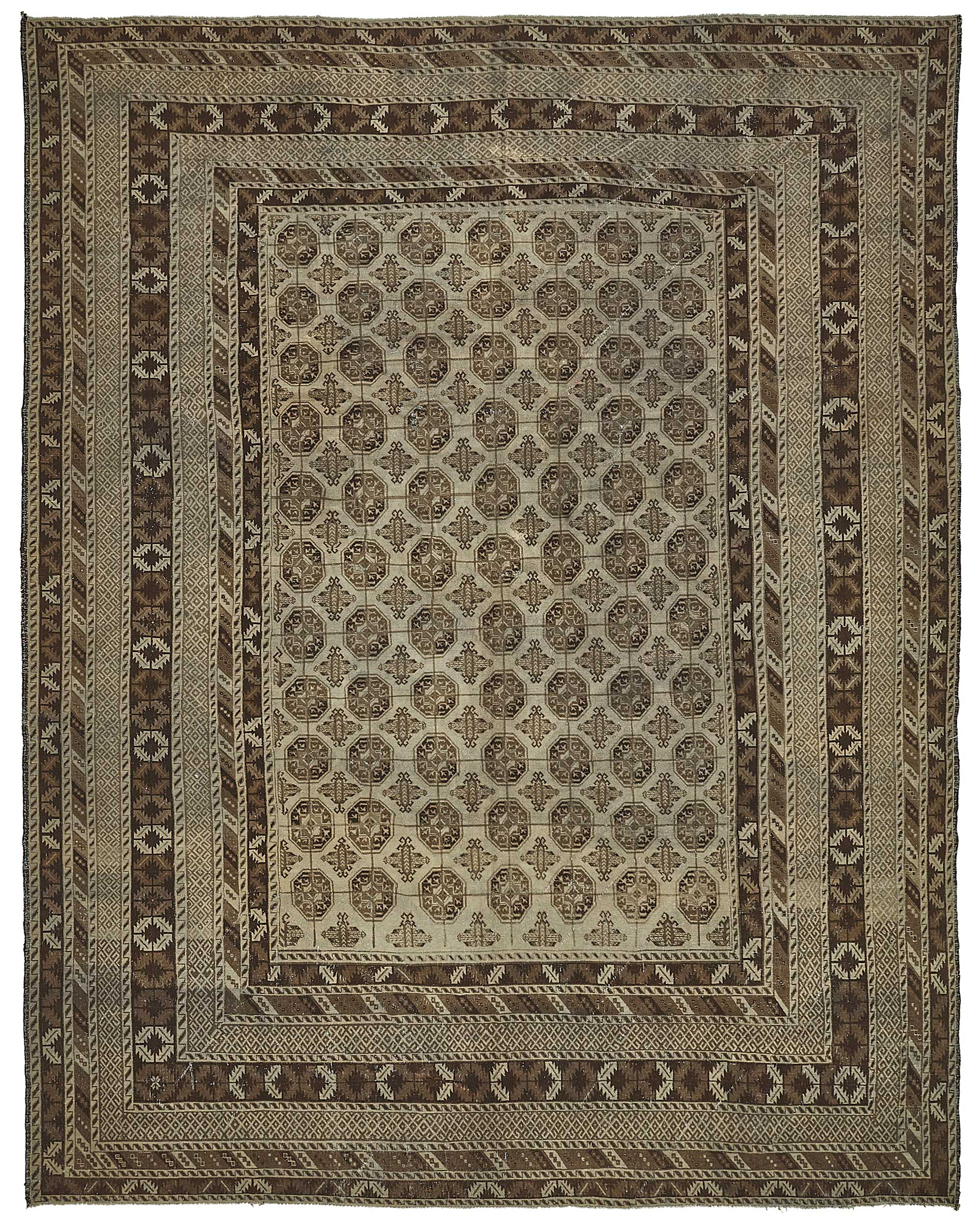 10x13 Beige Antique Ensari Turkmen Rug - 50132