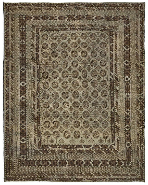 10x13 Beige Antique Ensari Turkmen Rug - 50132