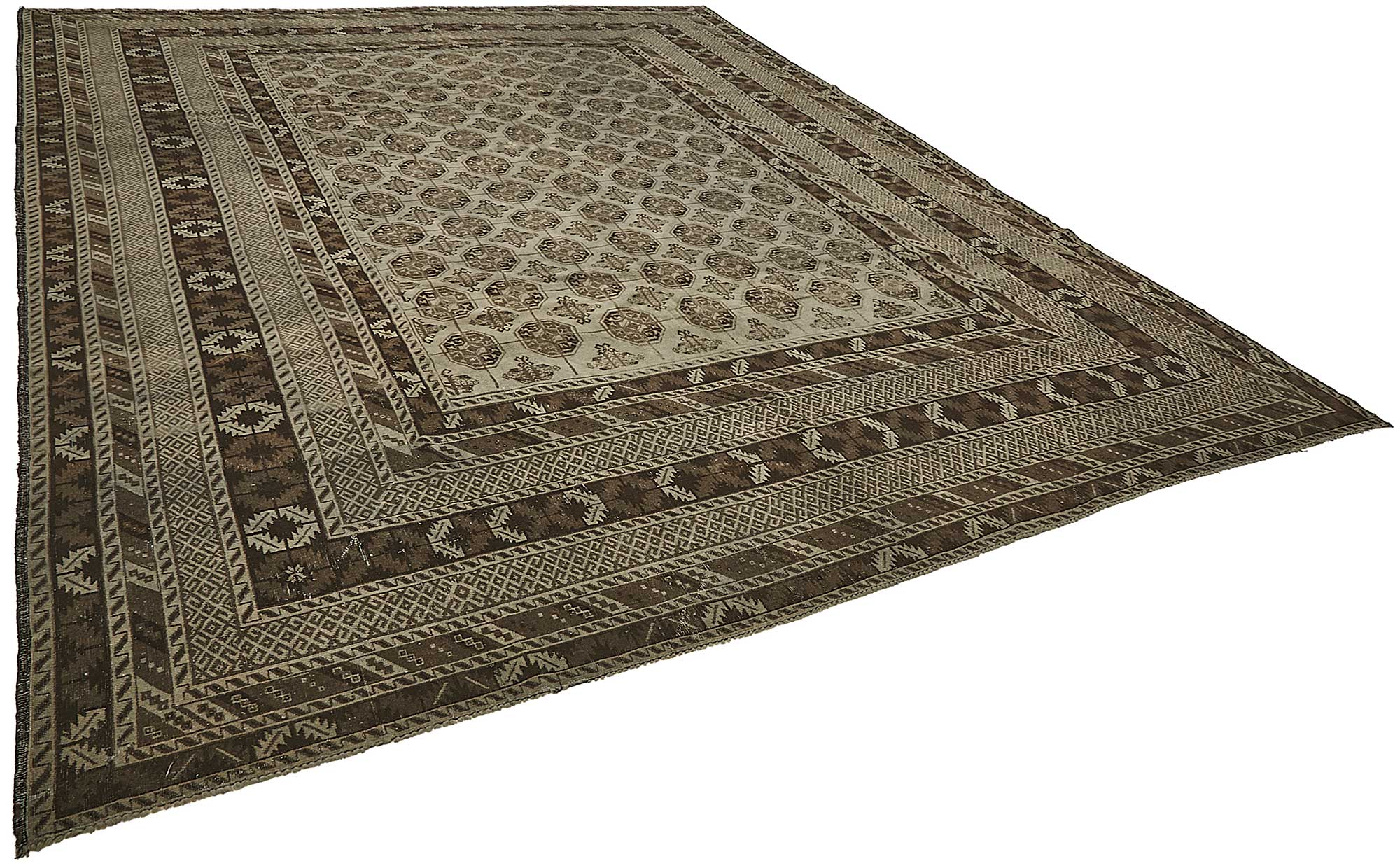 10x13 Beige Antique Ensari Turkmen Rug - 50132