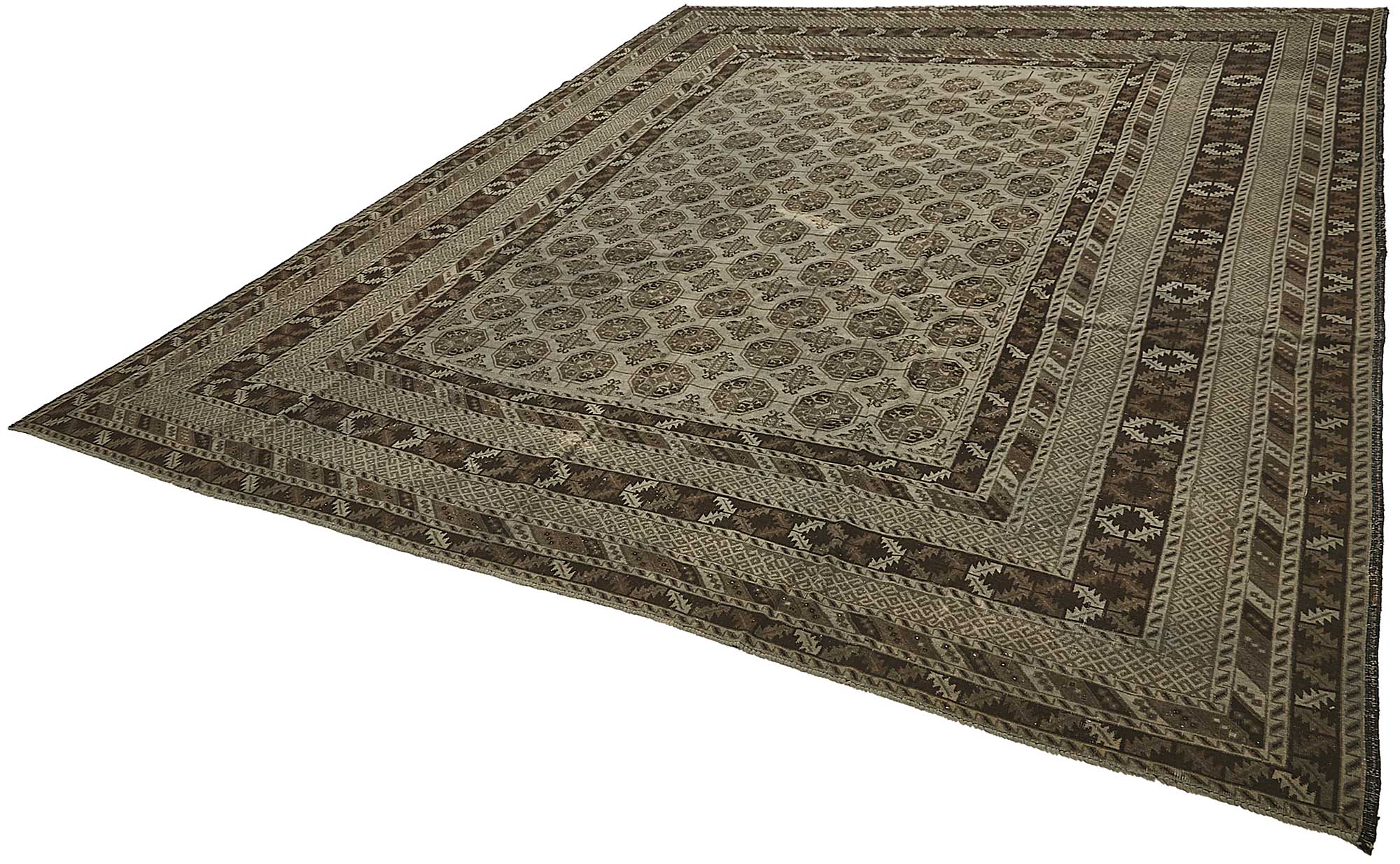 10x13 Beige Antique Ensari Turkmen Rug - 50132