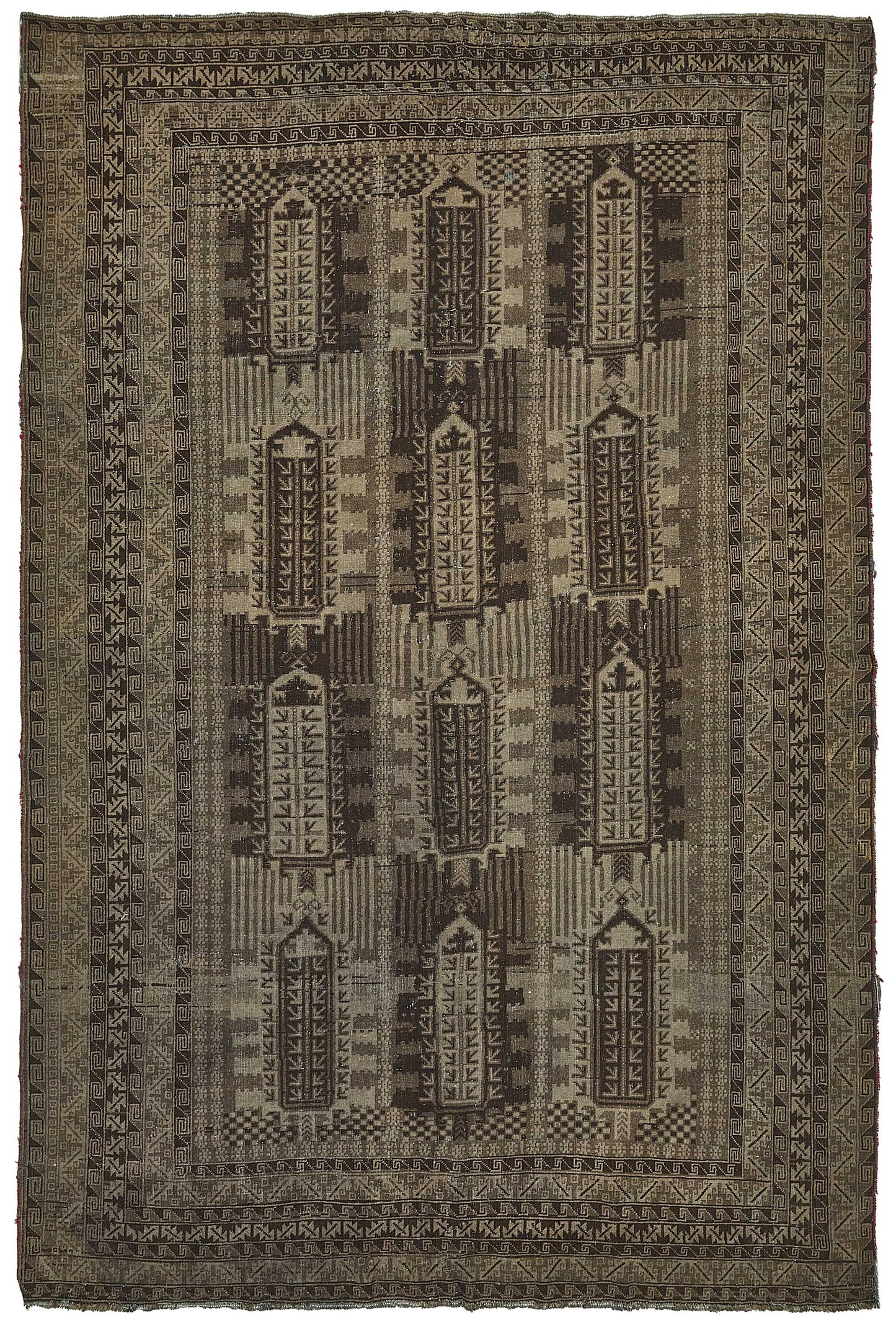 6x10 Beige Antique Afghan Mauri Rug - 50135