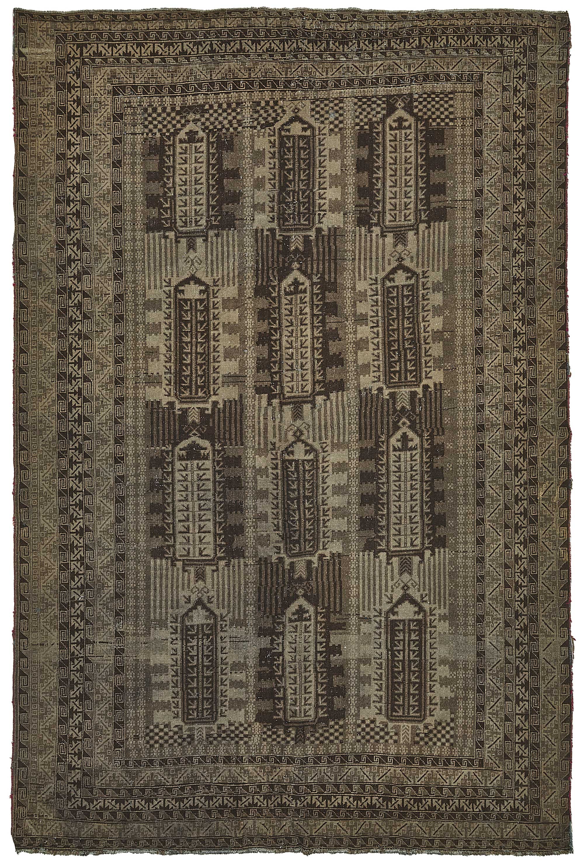 6x10 Beige Antique Afghan Mauri Rug - 50135