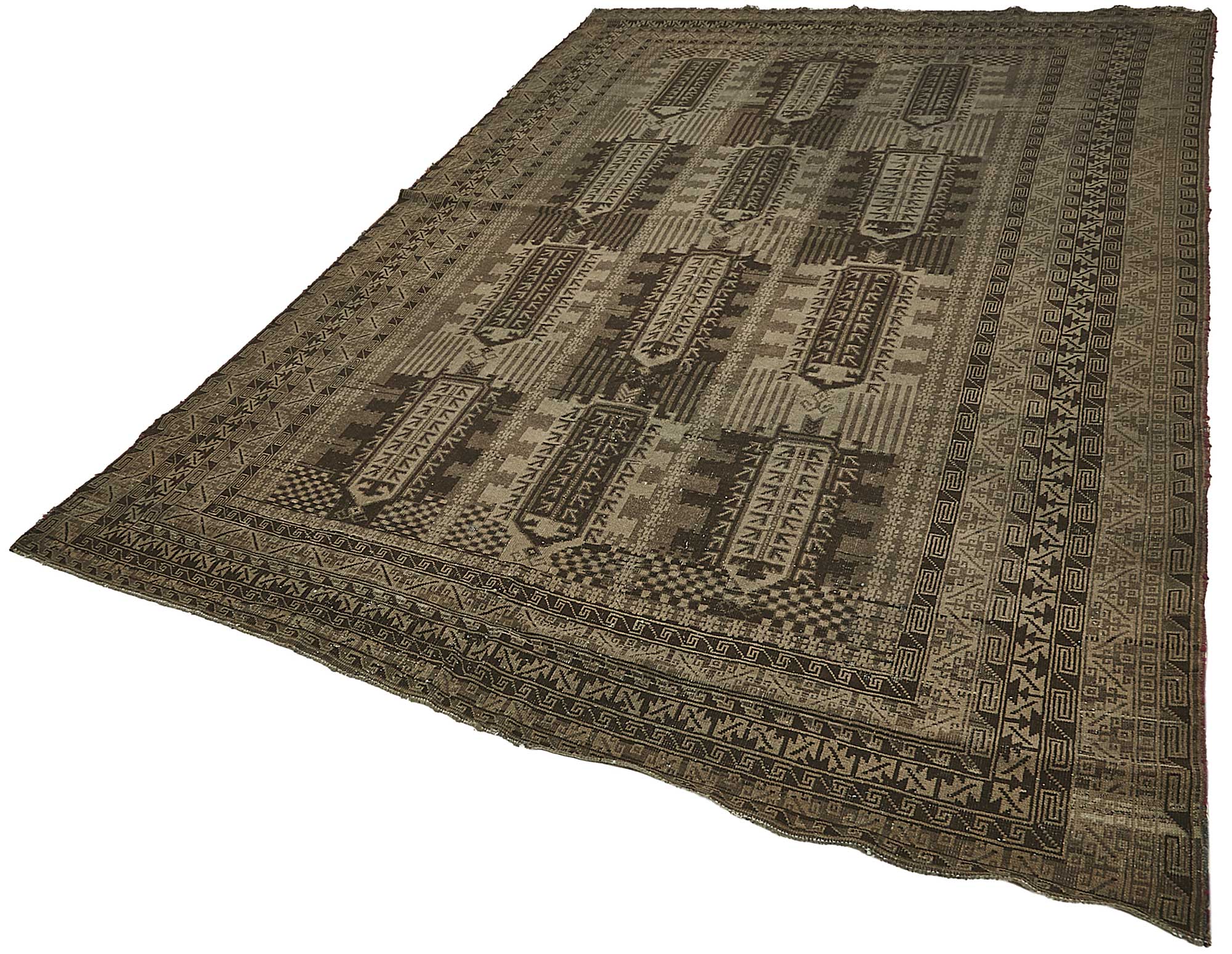 6x10 Beige Antique Afghan Mauri Rug - 50135