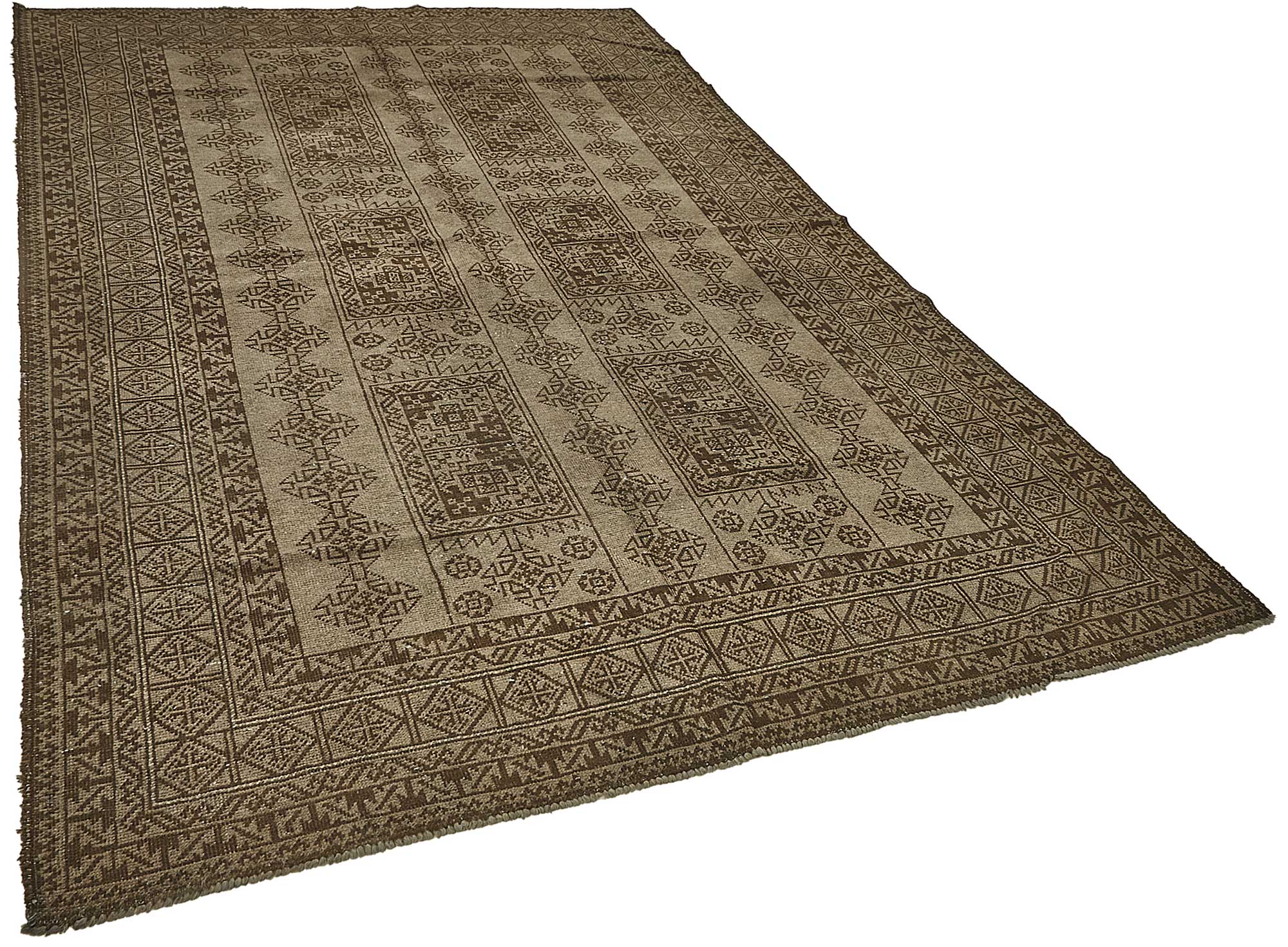 6x10 Beige Antique Afghan Kunduz Rug - 50136