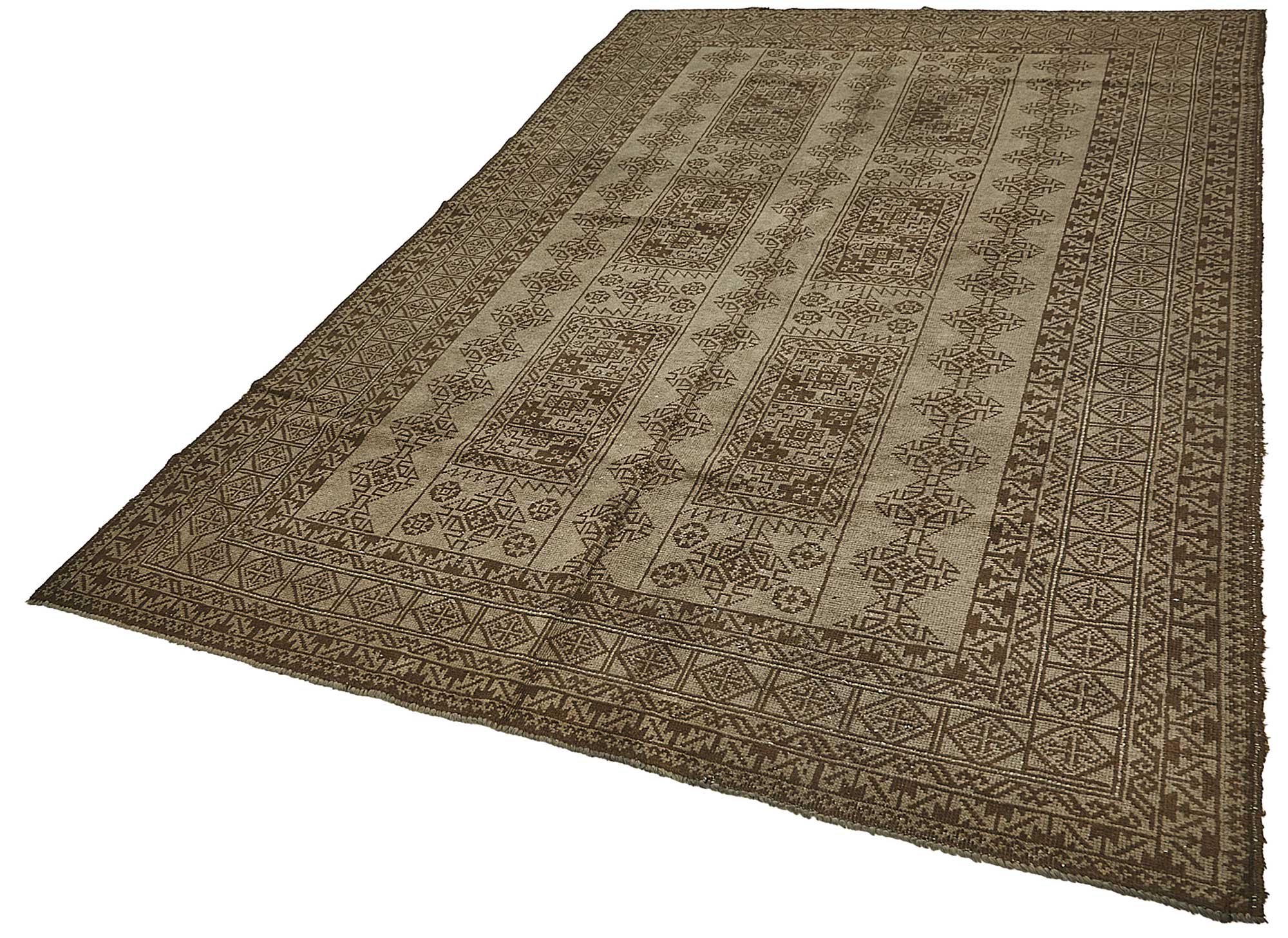 6x10 Beige Antique Afghan Kunduz Rug - 50136