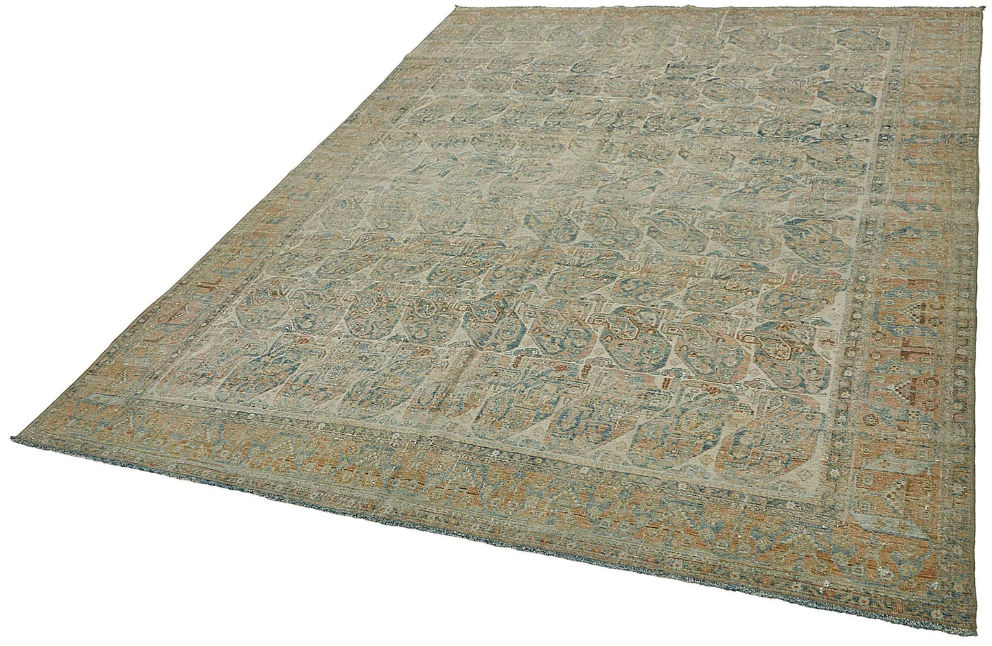 7x9 Beige Antique Persian Shiraz Rug - 50137
