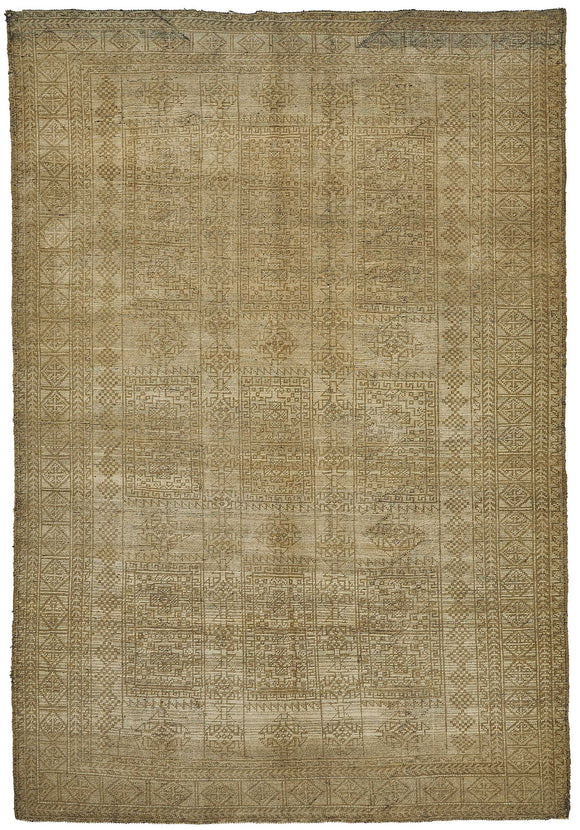 6x8 Beige Antique Afghan Kunduz Rug - 50138