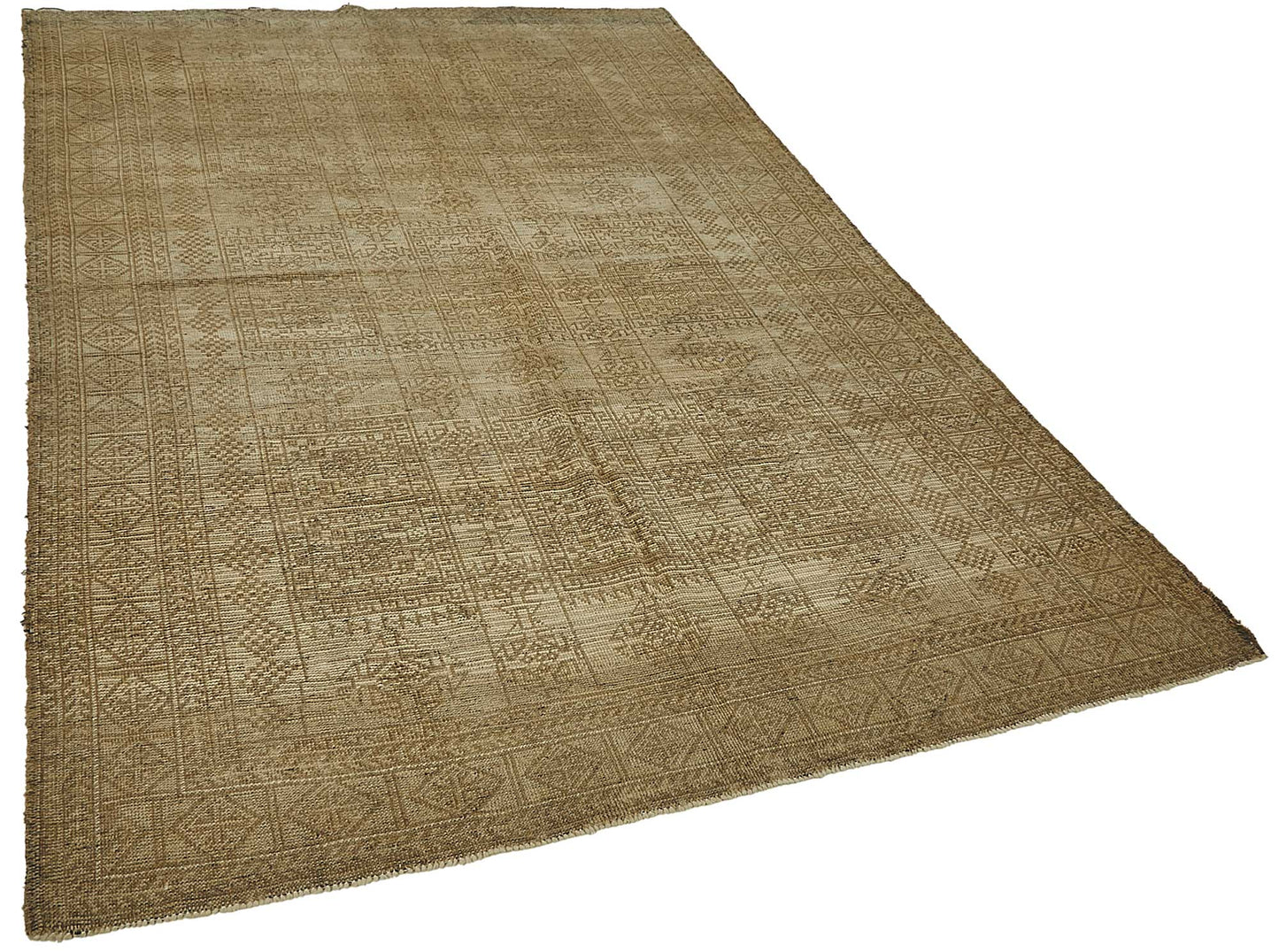 6x8 Beige Antique Afghan Kunduz Rug - 50138