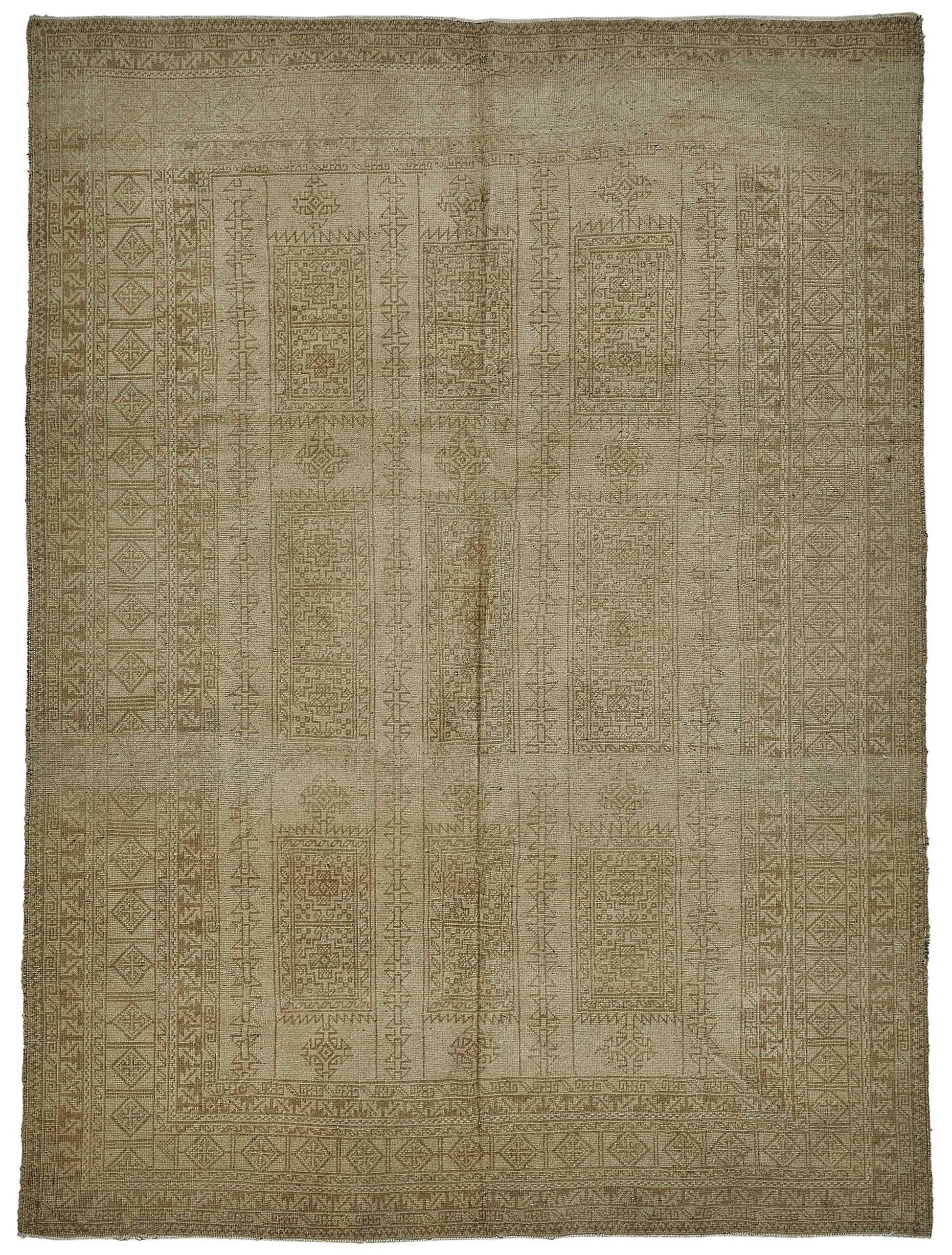 6x9 Beige Antique Afghan Kunduz Rug - 50139