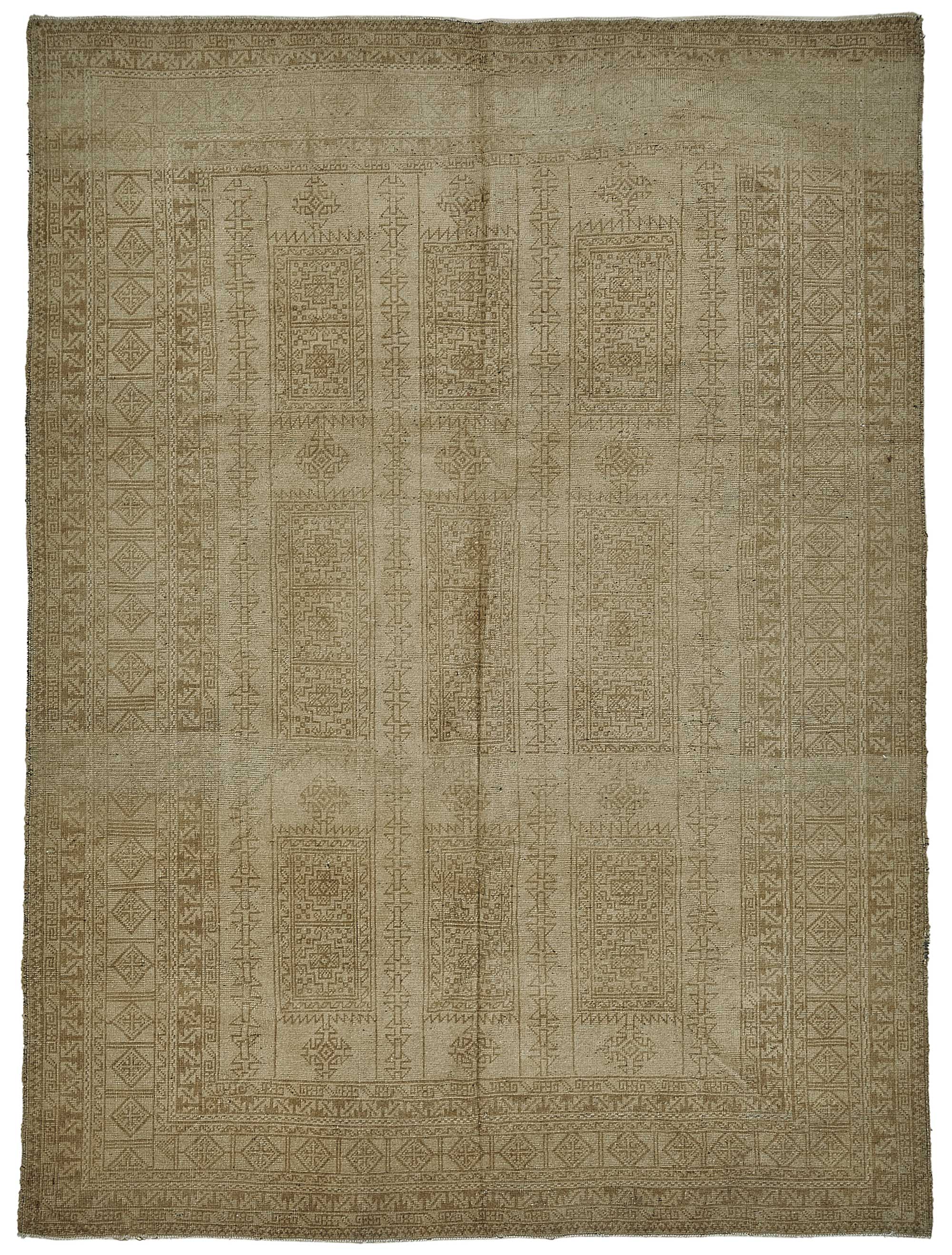 6x9 Beige Antique Afghan Kunduz Rug - 50139