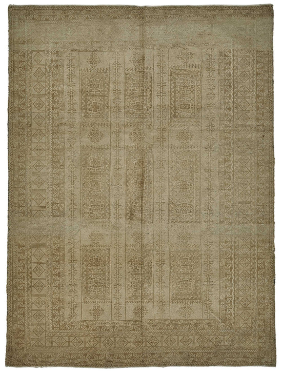 6x9 Beige Antique Afghan Kunduz Rug - 50139