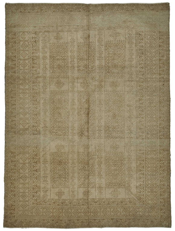 6x9 Beige Antique Afghan Kunduz Rug - 50139