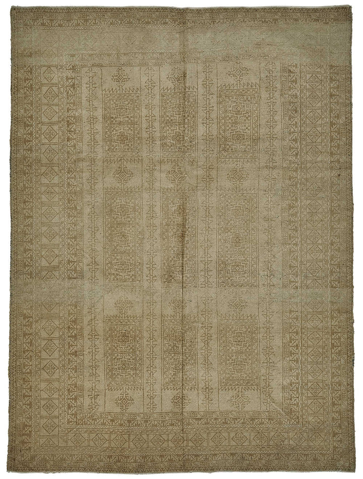 6x9 Beige Antique Afghan Kunduz Rug - 50139