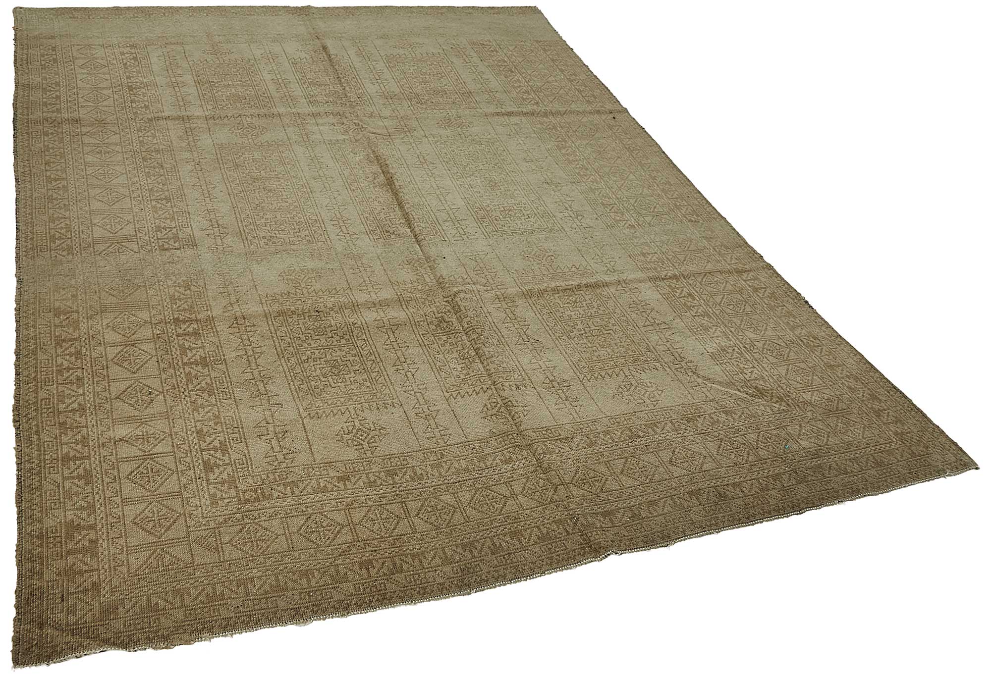 6x9 Beige Antique Afghan Kunduz Rug - 50139