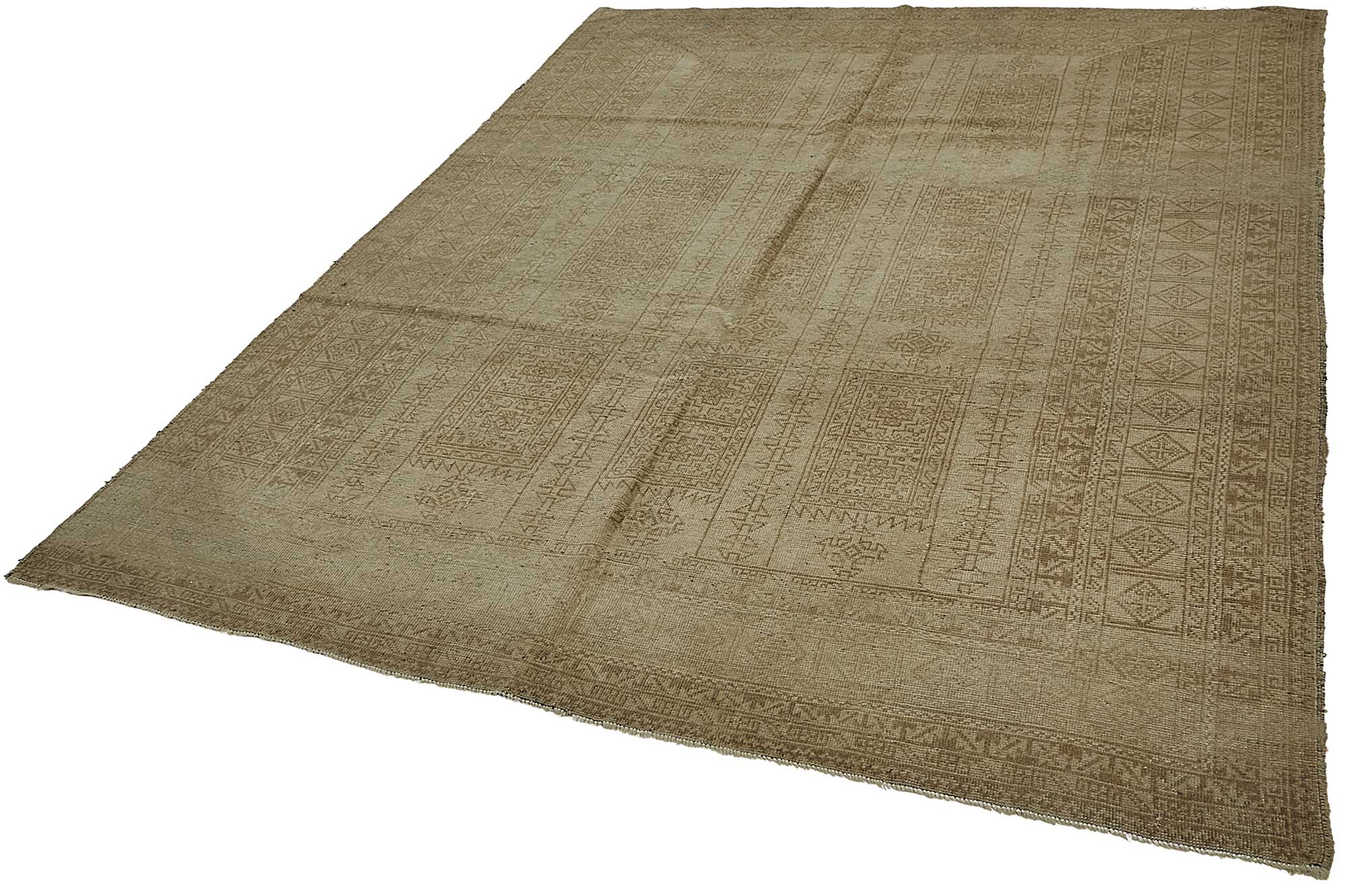 6x9 Beige Antique Afghan Kunduz Rug - 50139