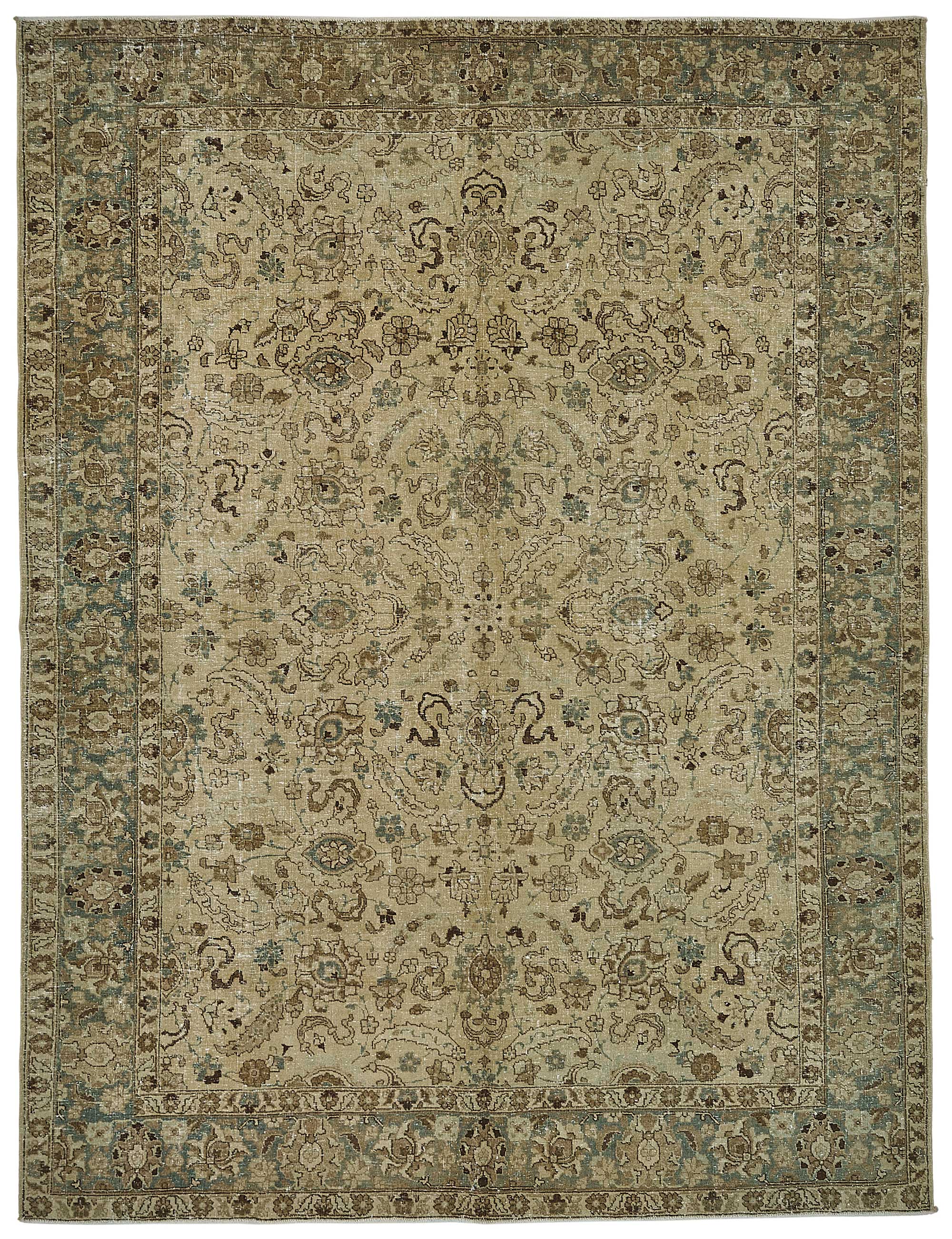 7x10 Beige Antique Persian Hamedan Rug - 50140