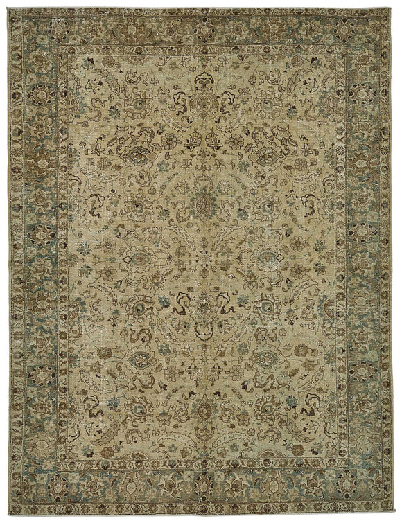 7x10 Beige Antique Persian Hamedan Rug - 50140