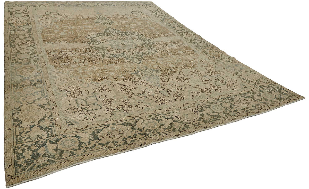 9x12 Beige Antique Persian Heriz Rug - 50141