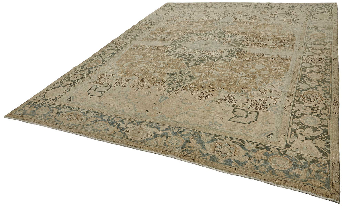9x12 Beige Antique Persian Heriz Rug - 50141