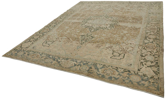 9x12 Beige Antique Persian Heriz Rug - 50141