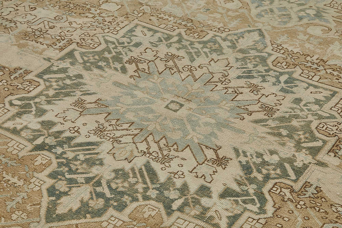 9x12 Beige Antique Persian Heriz Rug - 50141