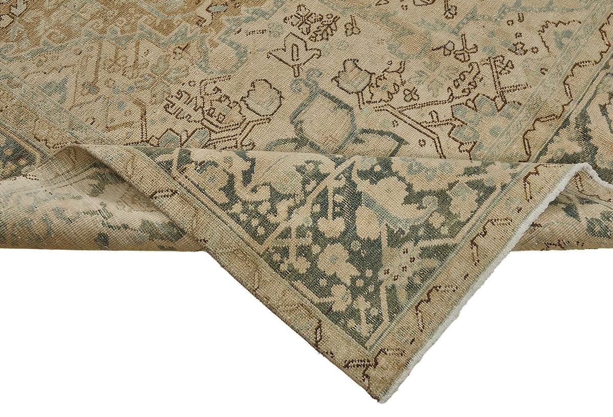 9x12 Beige Antique Persian Heriz Rug - 50141
