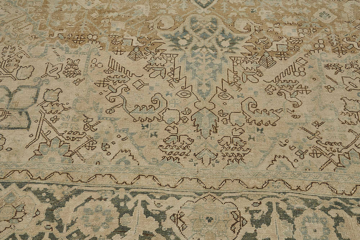 9x12 Beige Antique Persian Heriz Rug - 50141