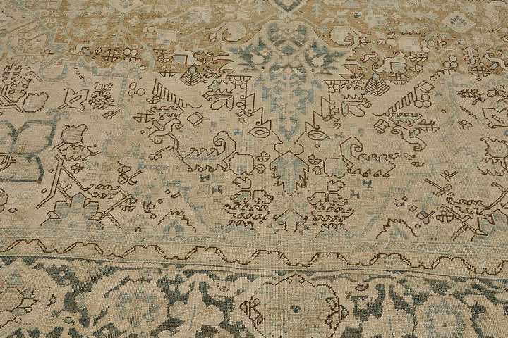 9x12 Beige Antique Persian Heriz Rug - 50141